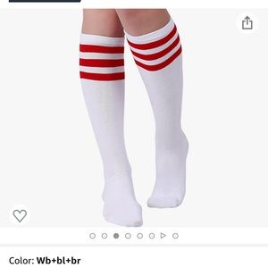COPY - Knee high Roller Skating Socks. NWT. Stripes. Red and White